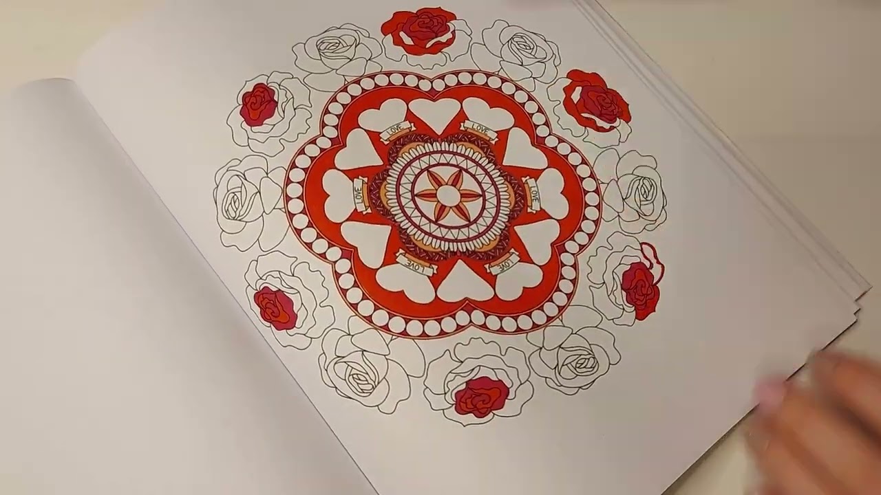 Valentines Day Mandala || Heart & Flower Mandala Colouring Book