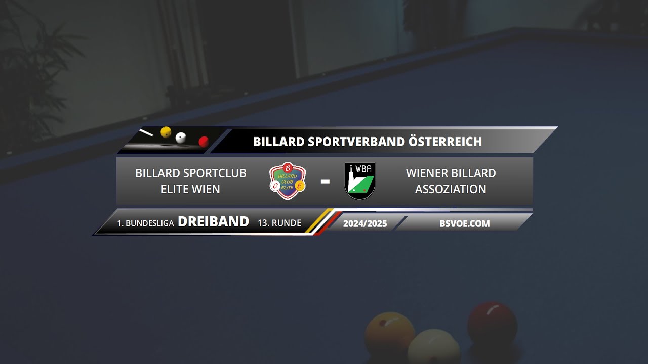 Bundesliga Dreiband 2024/25 - Billard Sportclub Elite Wien gg. Wiener Billard Assoziation - Tisch 1