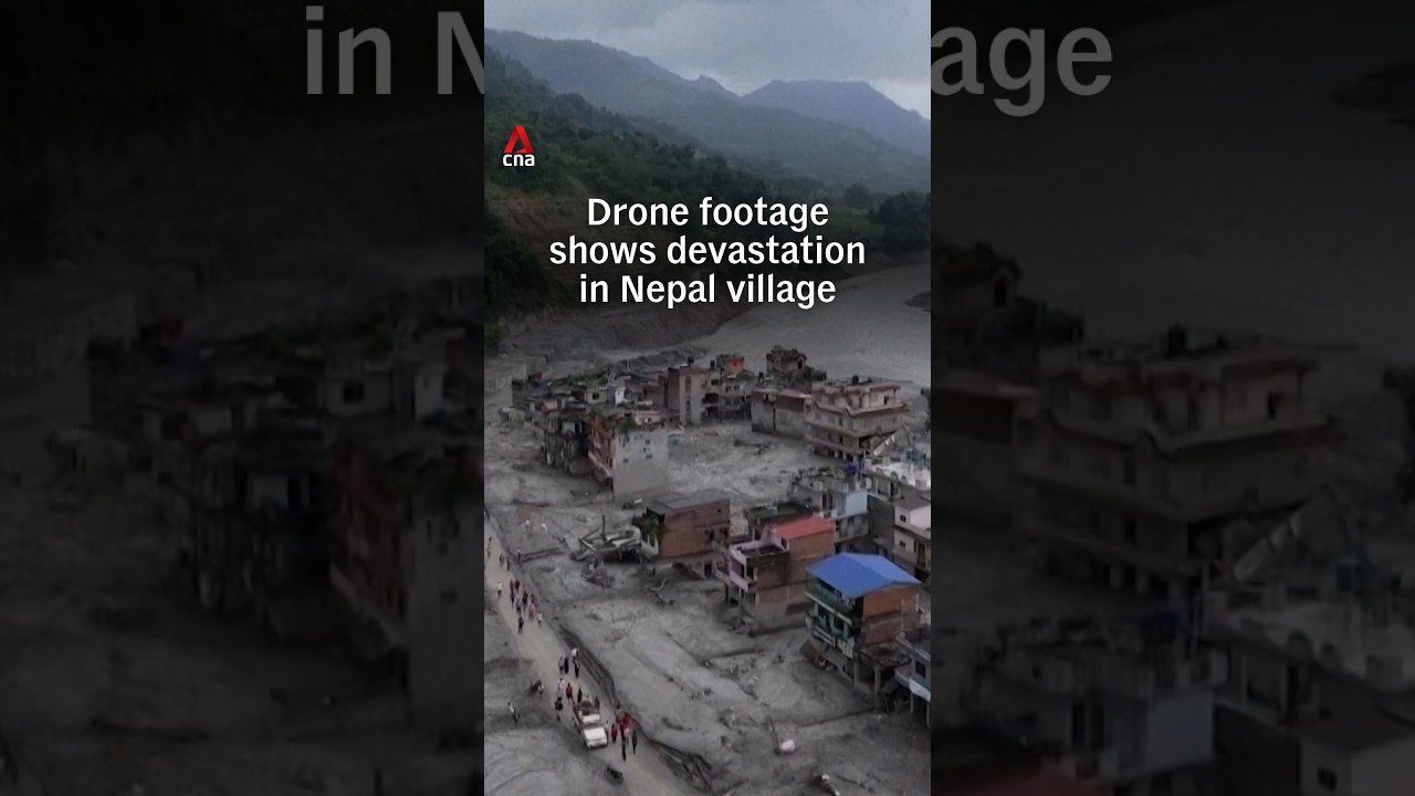 Drone footage shows devastation in Nepal village in wake of flash flood