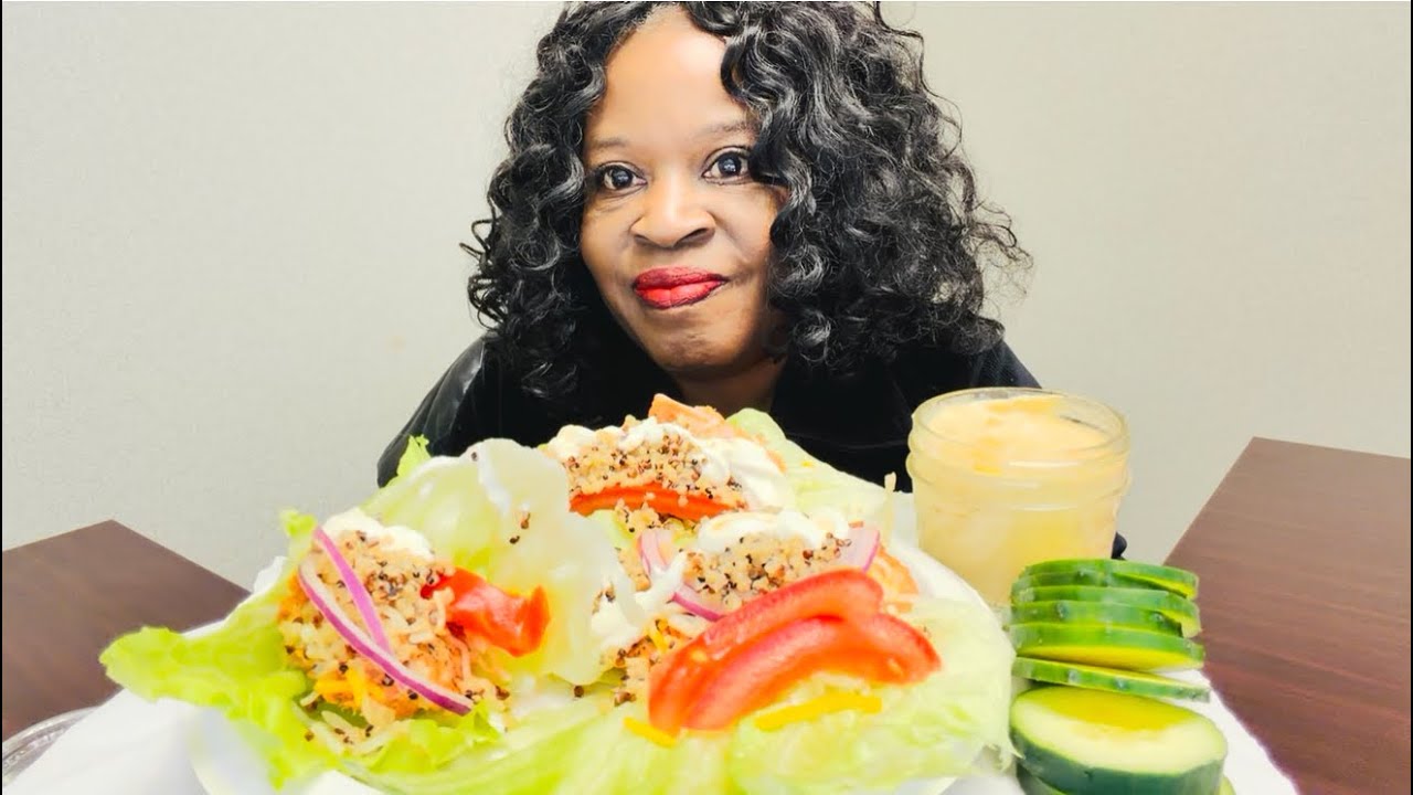 Mukbang 먹방 Healthy Taco Tuesday Lettuce Boats | #mukbang #tacotuesday #deliciousfood 