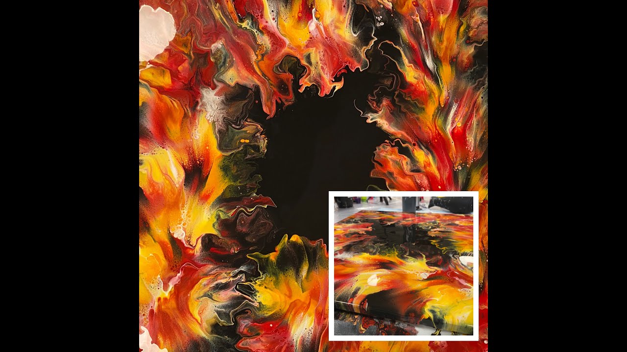 #46- Fire Dutch Pour **Amazing Blow out** Paint pouring technique 