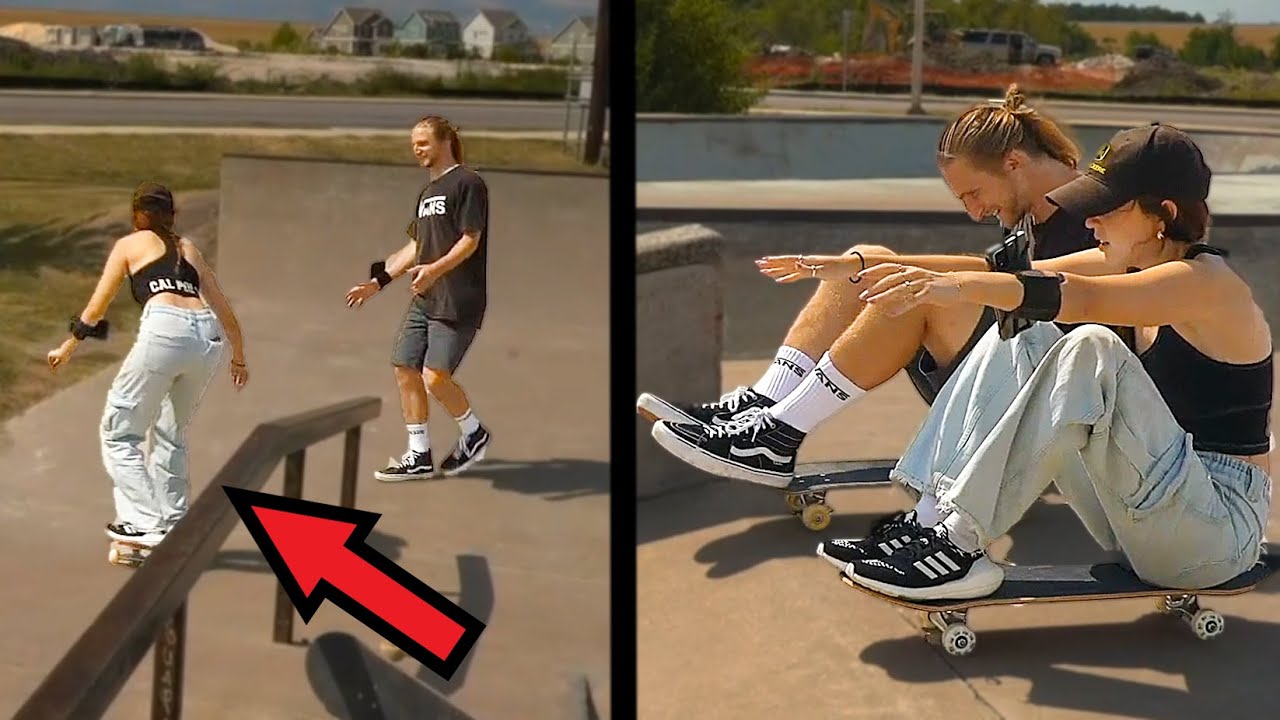 Maya skates with PROFESSIONAL skater Ricky Glaser and Chandler