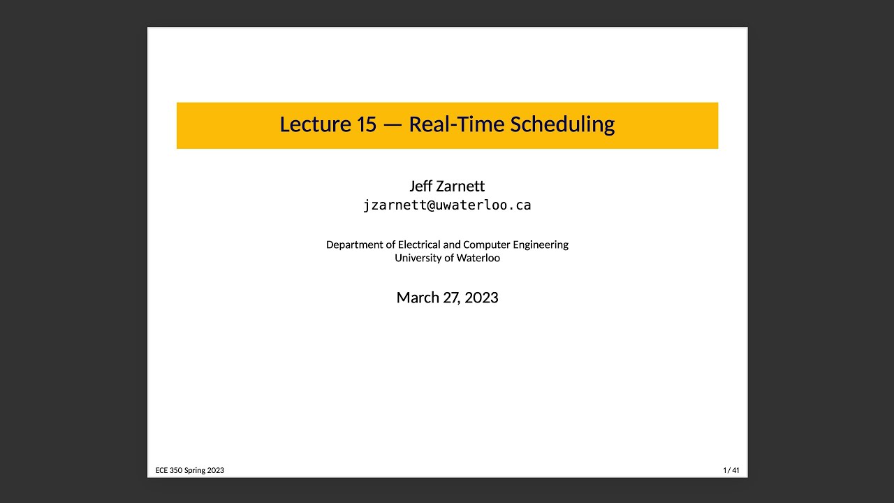 ECE 350 Lecture 15: Real-Time Scheduling