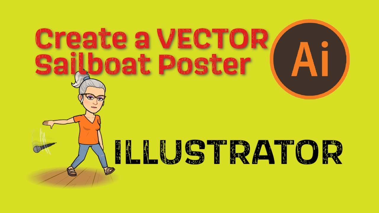 Vector Poster Illustrator Sailboat using Pen Tool and Extract Font