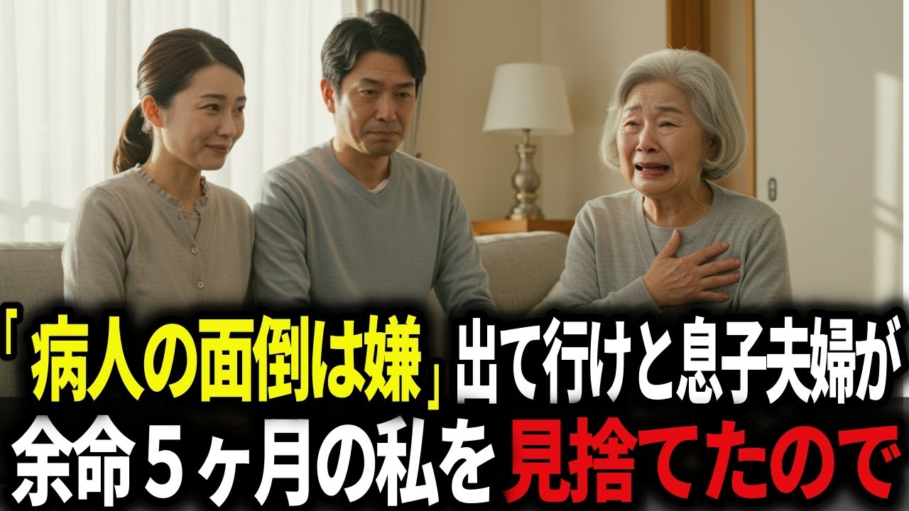 病人の面倒は嫌出て行け息子夫婦が私の存在が目障りと捨てたので、後悔させてやりました。