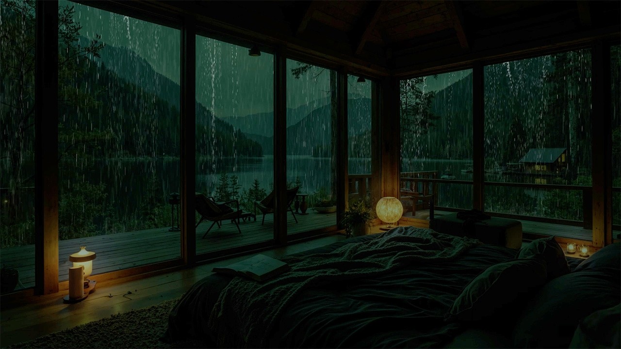 Night Rain Sounds for Deep Sleep in a Dark Room (No Ads) | Calm Relaxing Ambience | 8 HOURS