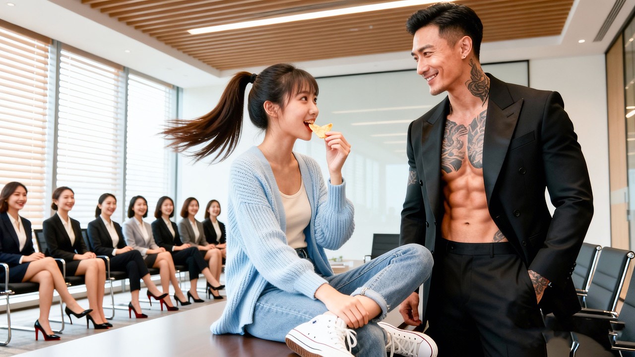 100 top university beauties apply for CEO assistant, but he falls for the rural girl eating chips