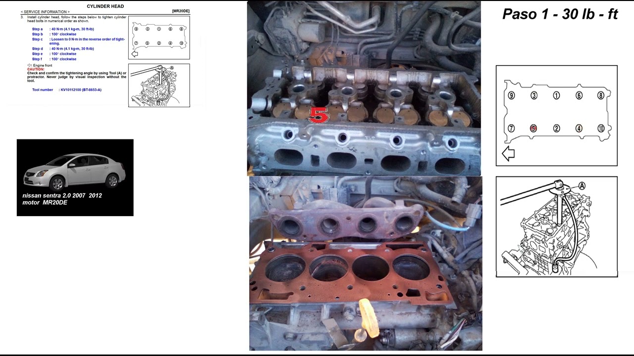 nissan sentra 2 0 2007   2012 MR20DE torque culata o cabeza y secuencia de apriete
