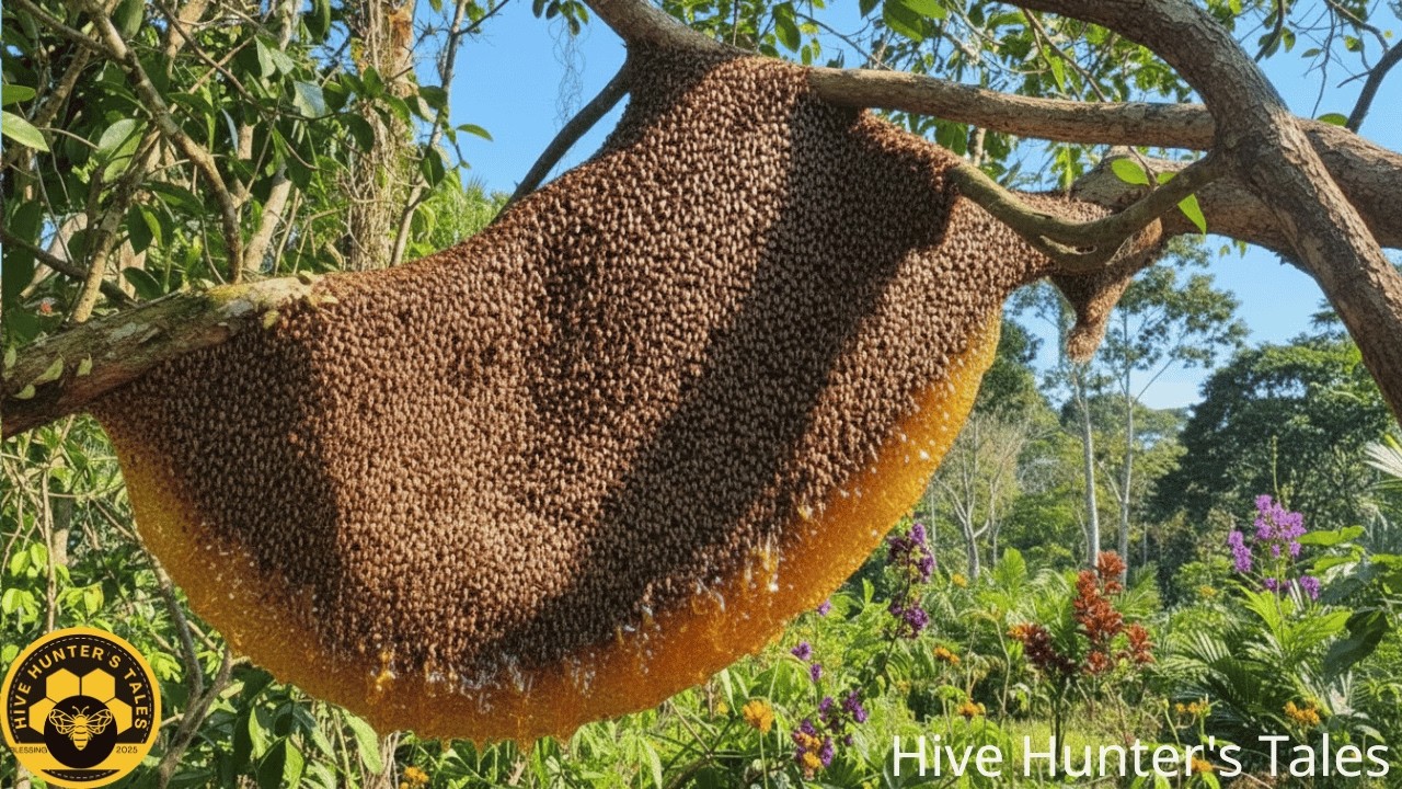 Dangerous Wild Honey Hunt — Scaling Massive Beehives in the Jungle