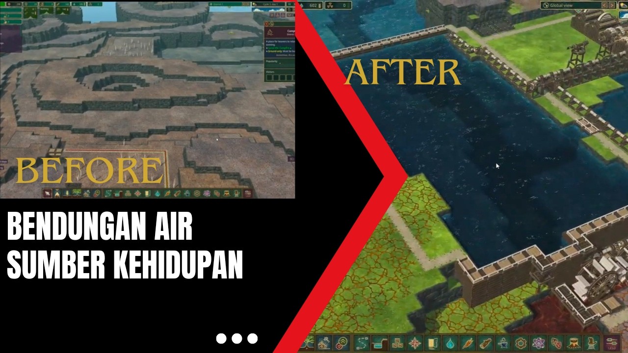 Aku membangun PLTA dan bendungan di kota Majegan. Part 2 Experimental 1.0 Timberborn Oasismap