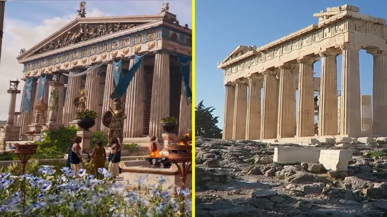 Assassin's Creed Odyssey Game vs Real Life - Athens Landmarks Comparison
