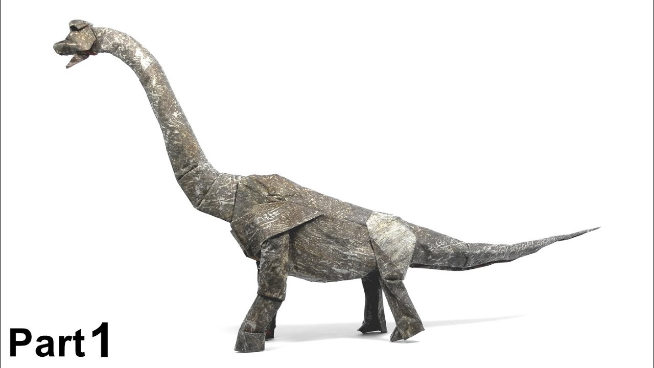 Origami Brachiosaurus tutorial (Shuki Kato) part 1 折り紙 ブラキオサウルス  恐竜  Jurassic world dinosaur