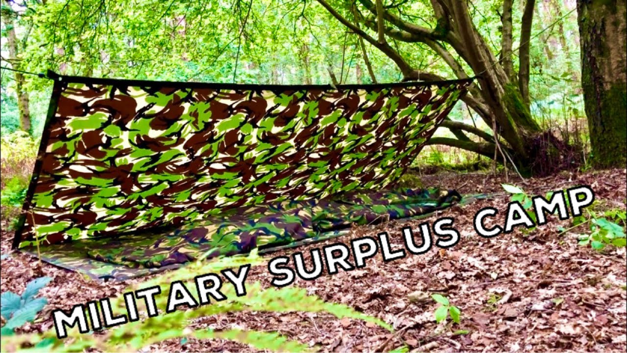 Tarp Camping Alone In The Woods - British Army Bivvi Bag - Jungle Sleeping Bag