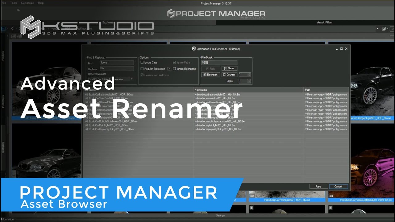Advanced Asset Renamer - mass rename 3d Files