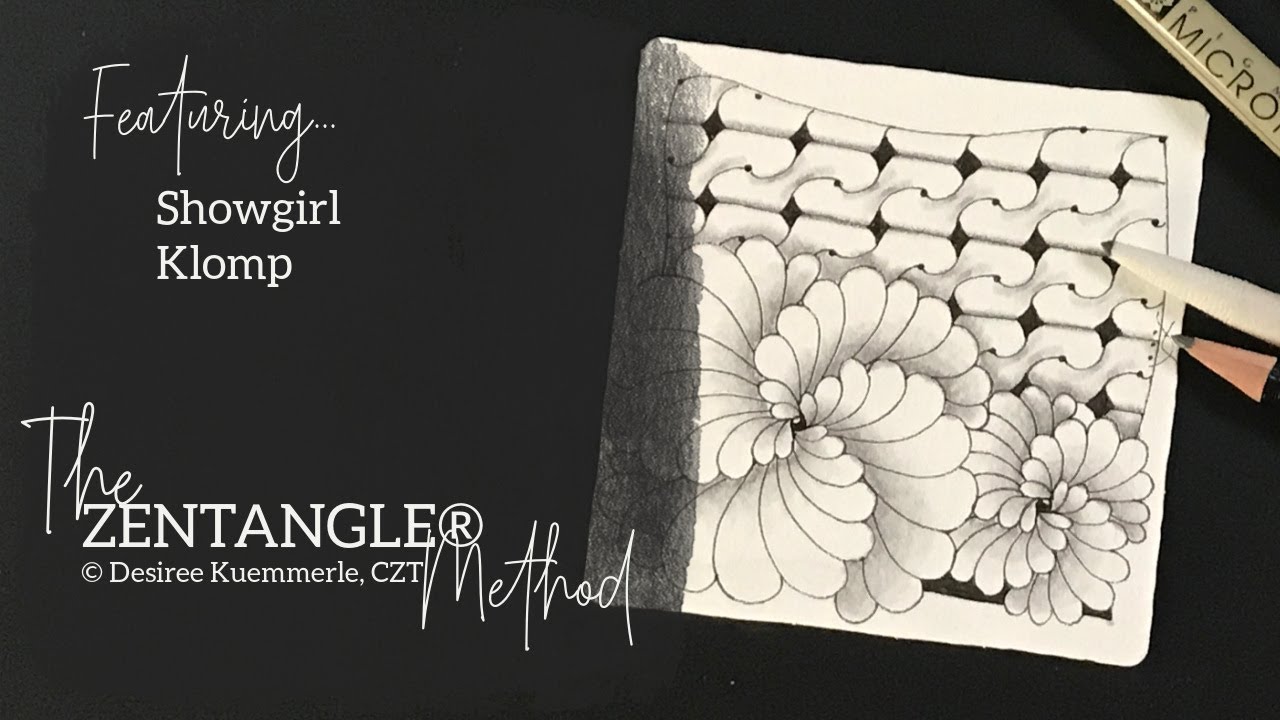 ZENTANGLE&reg; Tile #12 | Tangle with Showgirl on Square Tile | No Voice (Beginner Zentangle Tutorial)