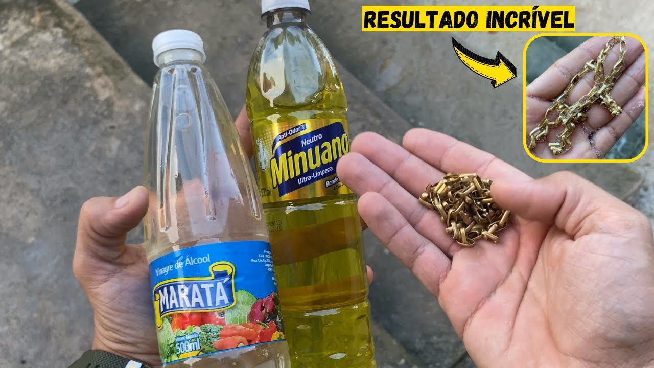 LAVANDO CORRENTE DE MOEDA ANTIGA [PARECE OURO, FICOU COM MUITO BRILHO]