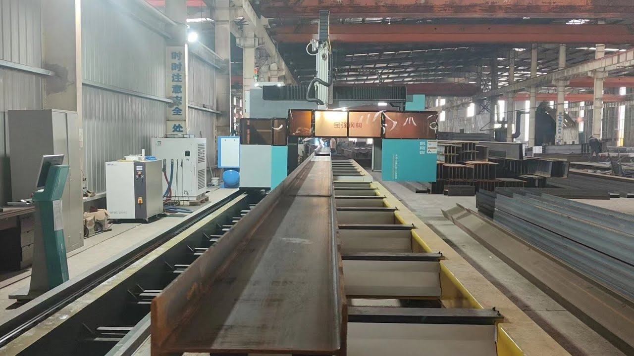 Beam laser cutting machine for steel construction