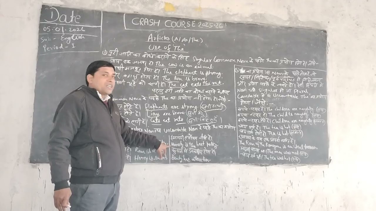 Articles / Use of' the'/ English grammar /Crash Course, UHSS Baghini, Mohania, Kaimur 