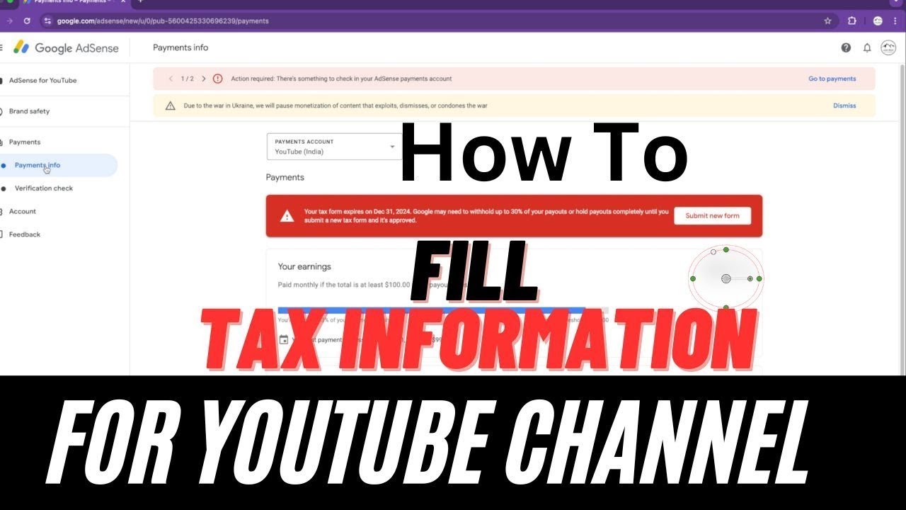 How To Submit Youtube Tax Information In Google Adsense