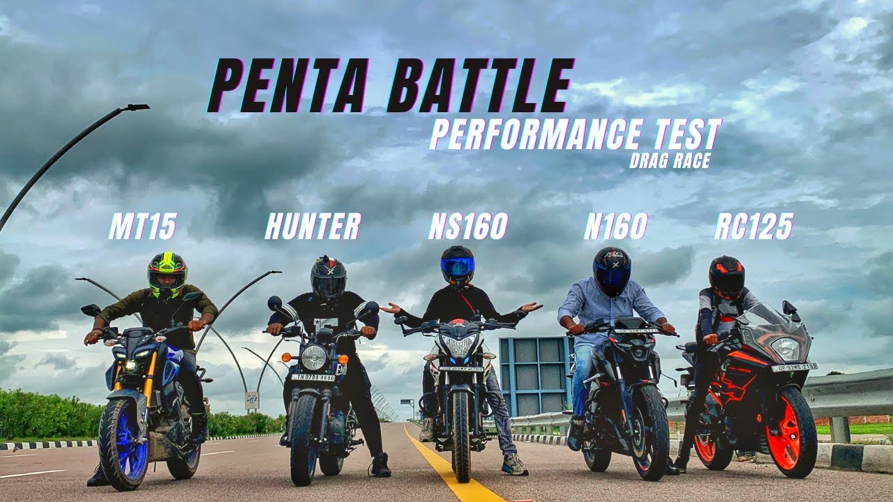 Hunter 350 Vs Bajaj Pulsar Ns160 Vs Pulsar N160 Vs Yamaha Mt15 V2 Vs ktm Rc125 Penta Battle 😱