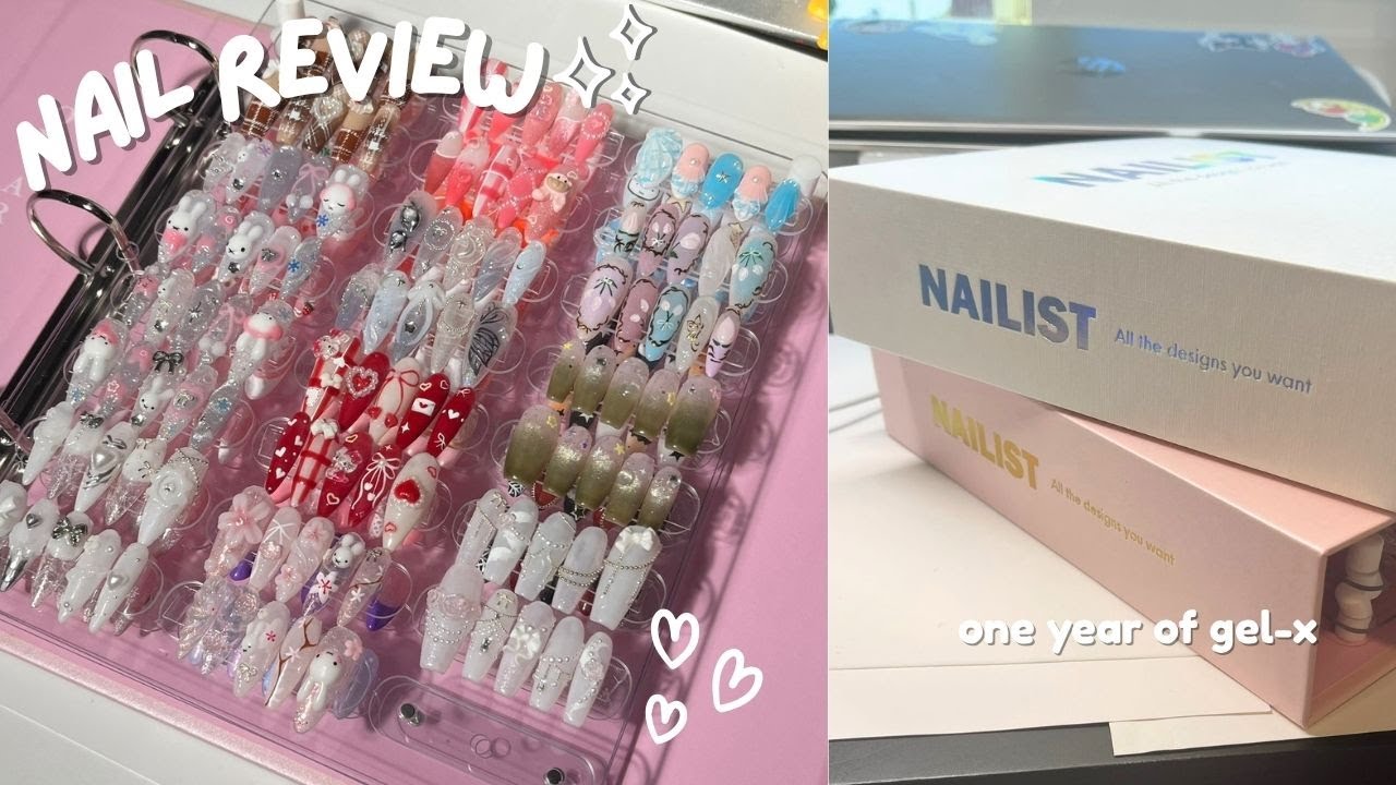 review and organize my nails with me ᯓ★｡𖦹°‧ a year of gel-x nails, yapping, nailist book unboxing