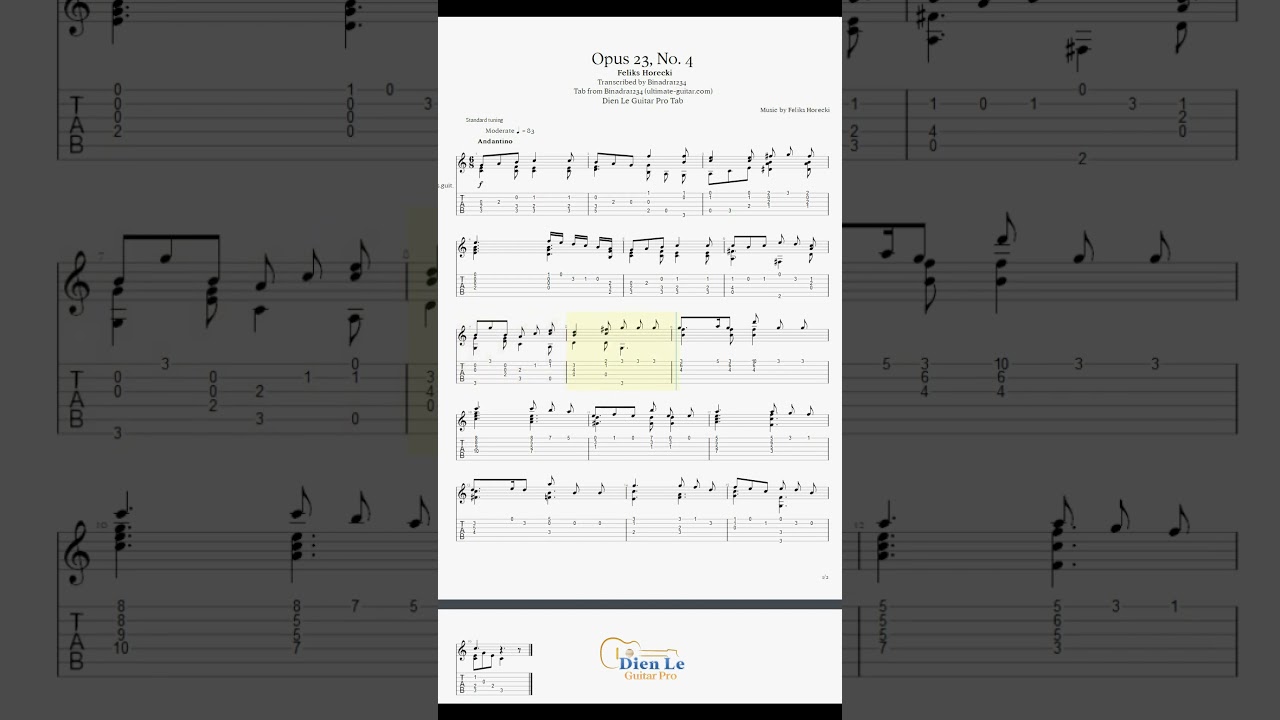 Opus 23, No. 4 (Feliks Horecki) for Classical Guitar