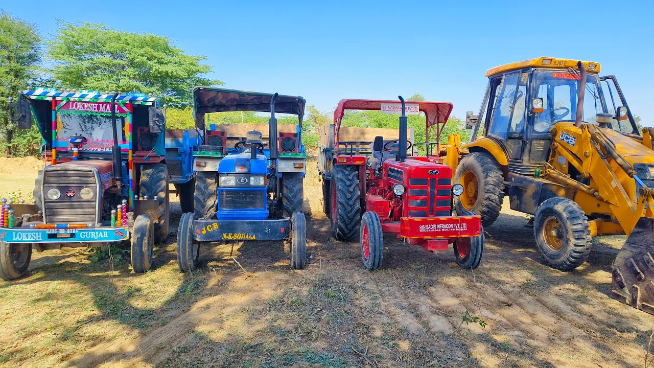 JCB 3dx Eco Machine New Mahindra Eicher Massey Loading Tractor Stuck in Mud | Jcb and Tractor Video