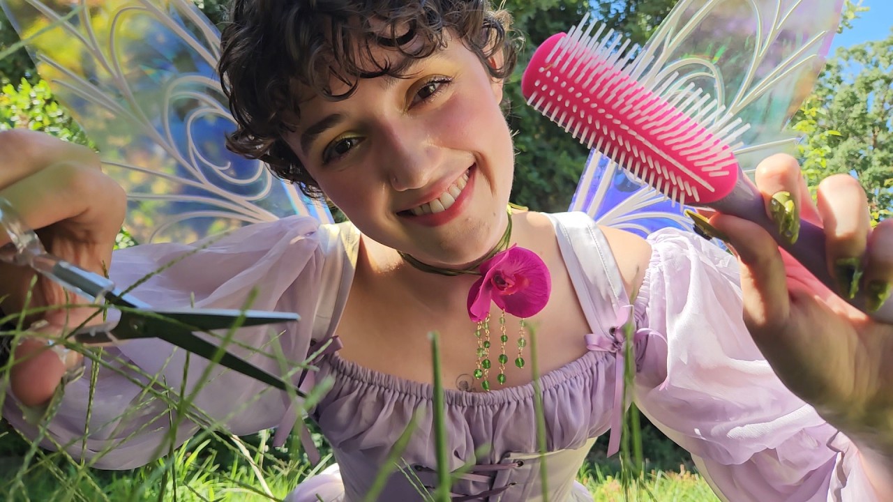 ASMR Garden Fairy Trims Your Hair 🧚‍♂️ (It's Grass) whispered roleplay, asmr outside, tingly haircut