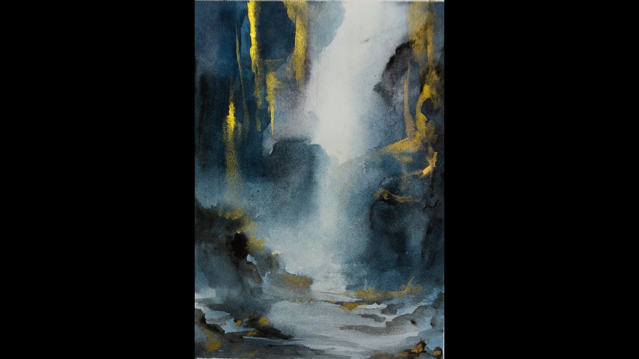 Abstract Watercolor Landscape Wet and Wet Technique