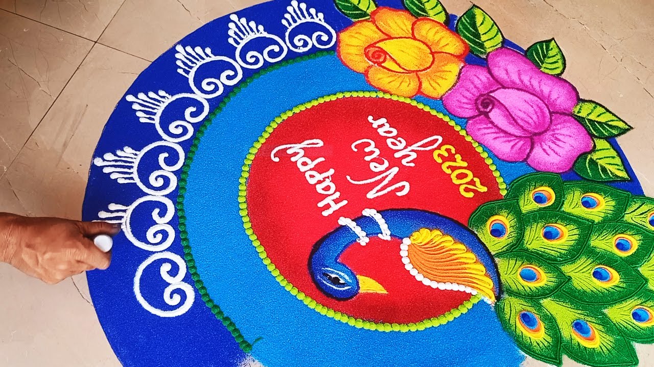 Happy New Year Rangoli design. 2023