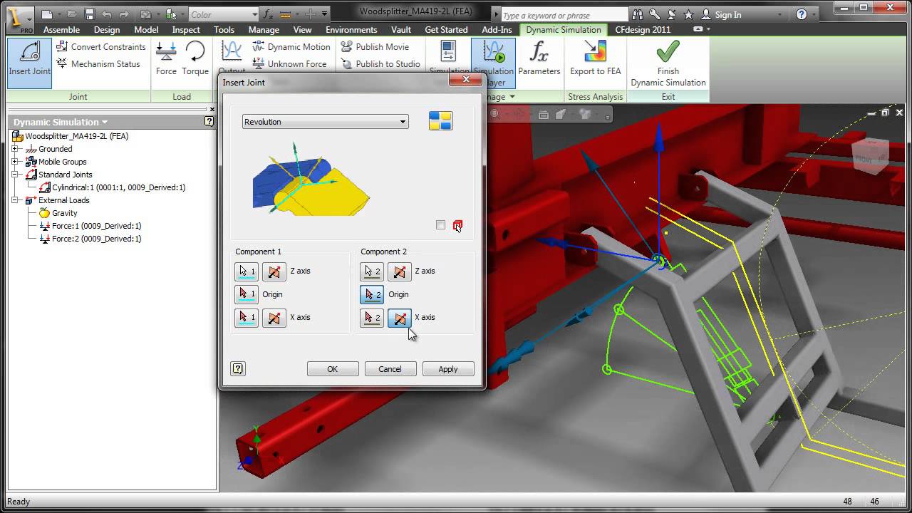 Autodesk Inventor - Symulacja dynamiczna łoparki