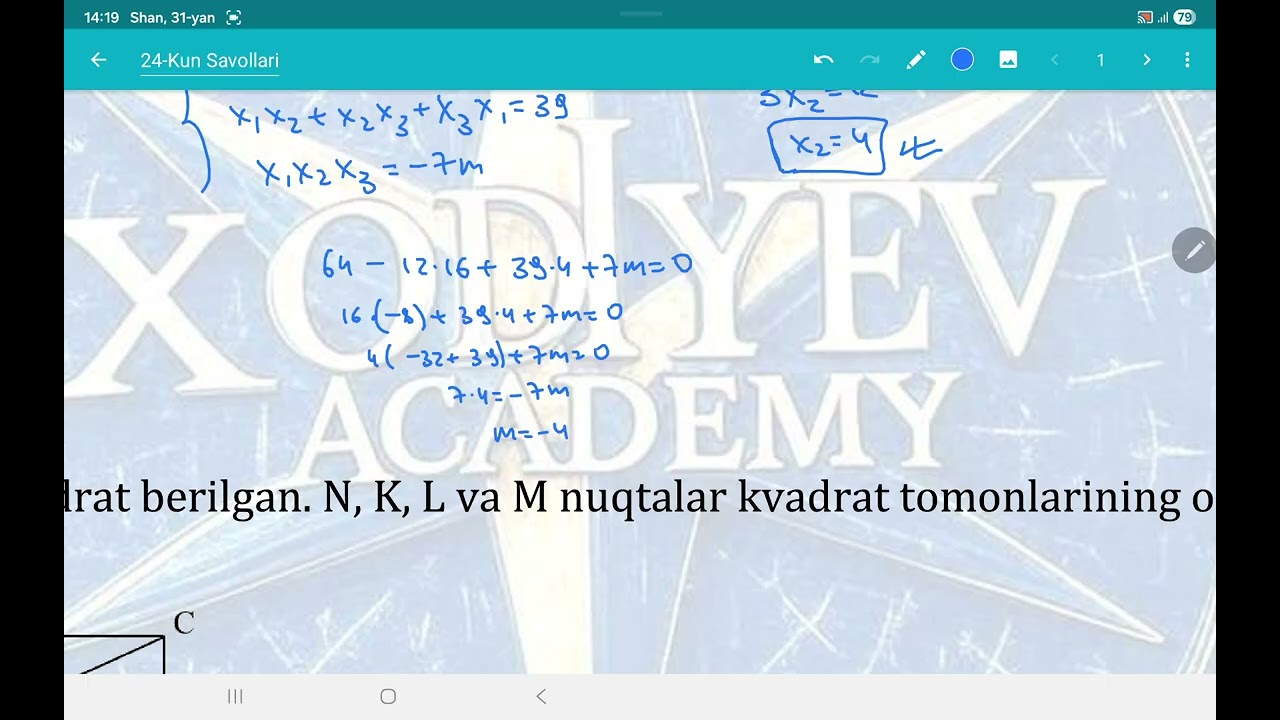 Attestatsiya Kun Savoli Loyihasi(24-kun savollari)