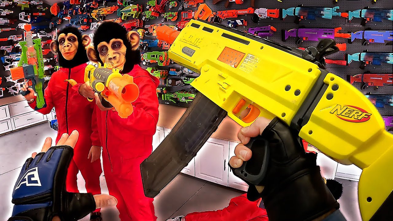 NERF WAR | БИТВА С БОССОМ-ЖИВОТНЫМ (Шутер от первого лица — Monkey Mayhem!)