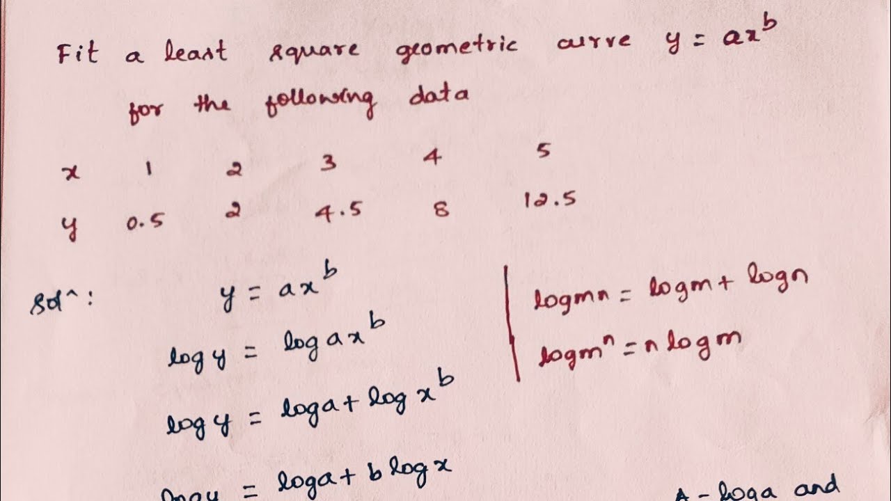 Easily Form the Straight Line Equation y=ax^b | Problem 1 | Curve Fitting | Engineering Maths