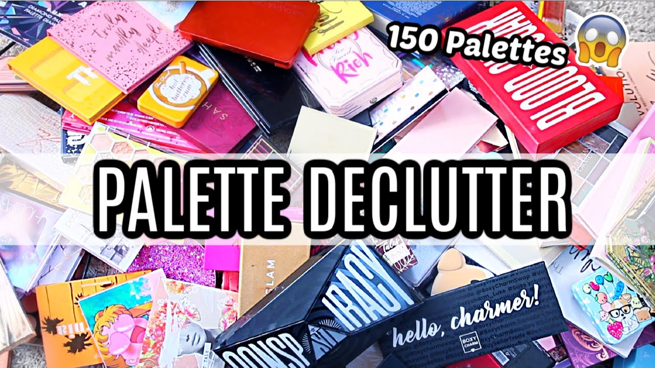 HUGE EYESHADOW PALETTE DECLUTTER - GETTING RID OF 50% OF MY PALETTES!