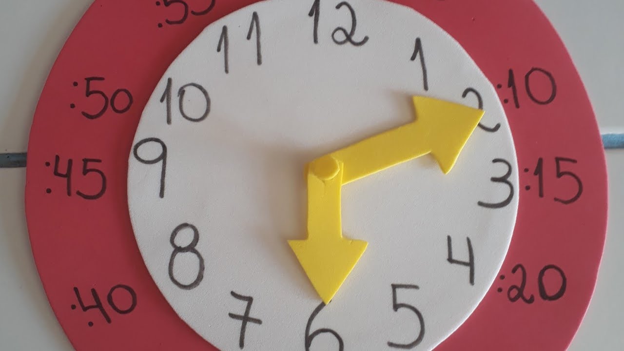 Recurso pedagógico em eva, aprenda a olhar horas e minutos no relógio de ponteiro