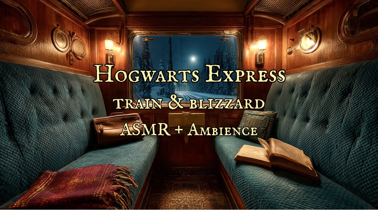 Midnight on the Hogwarts Express 🚂 | First Class Compartment | Snowy Night ASMR | 40 Minutes Study❄️