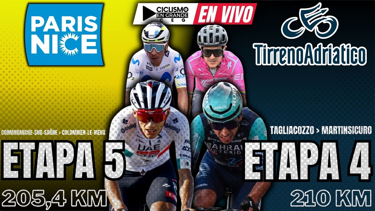 🔴(EN VIVO) 🚵‍♂️🔵 TIRRENO ADRIATICO - ETAPA 4 🟡 PARIS NICE - ETAPA 5 🚵‍♂️ ISAAC DEL TORO