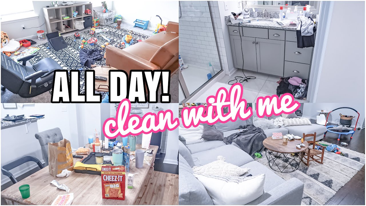 ALL DAY CLEAN WITH ME | MESSY HOUSE TRANSFORMATION | SPEED CLEANING MOTIVATION | REAL LIFE MESS