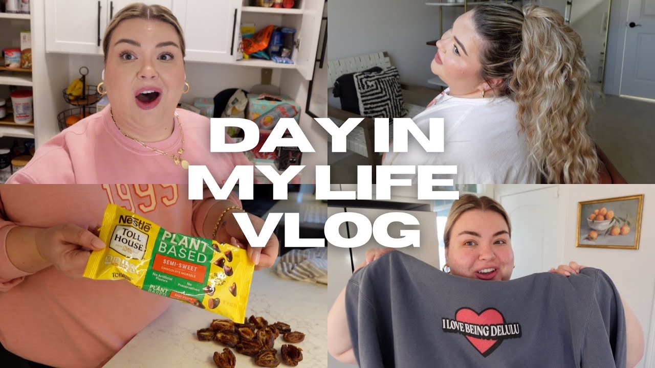 fridge/pantry cleanout, affordable ponytail hair extension, valentines sweatshirt | daily vlog