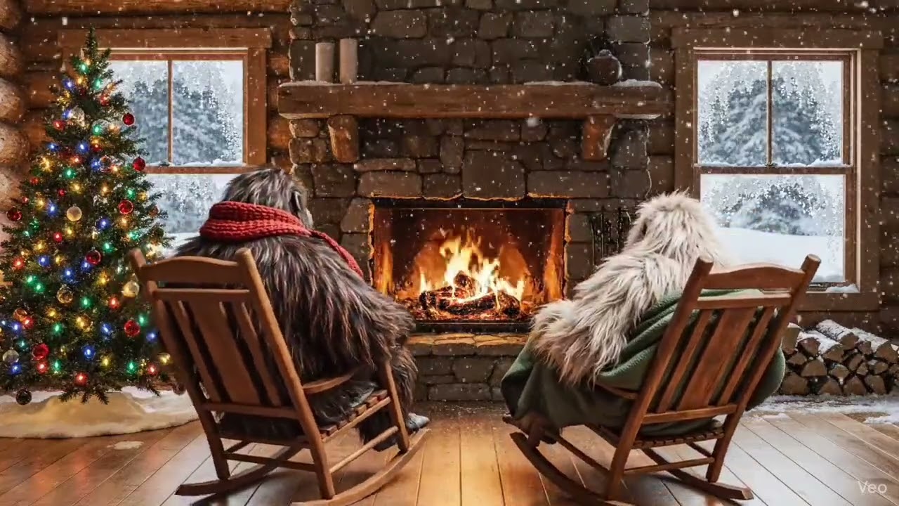 Bigfoot and Yeti Christmas Crackling Fireplace Ambiance