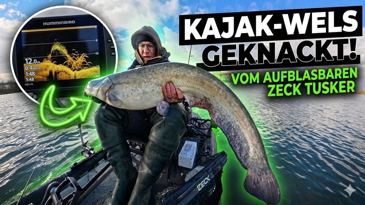Welsangeln vom aufblasbaren Kajak im Fluss/Finde ich die Winterschulen der Welse?