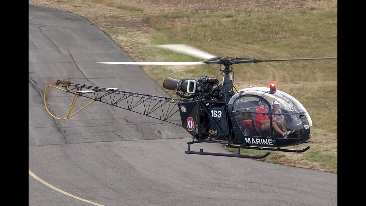 1958 Former French Navy Sud Aviation SE-313B Alouette II F-AZYB / Landing, Start Up and Take Off