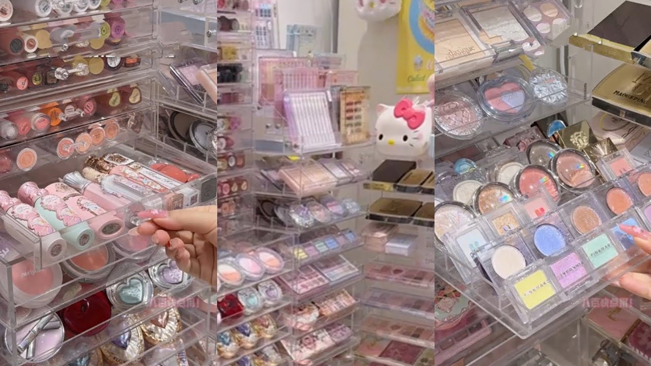 ASMR MAKEUP STOCKING & ORGANIZING VANITY 🎀