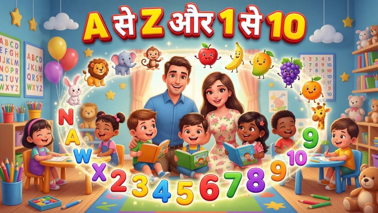 👉 A se Z aur 1 se 10 📚✨ | Bacchon ke liye Fun Learning Video | Hindi Kinder Kids Studio 👶🎶