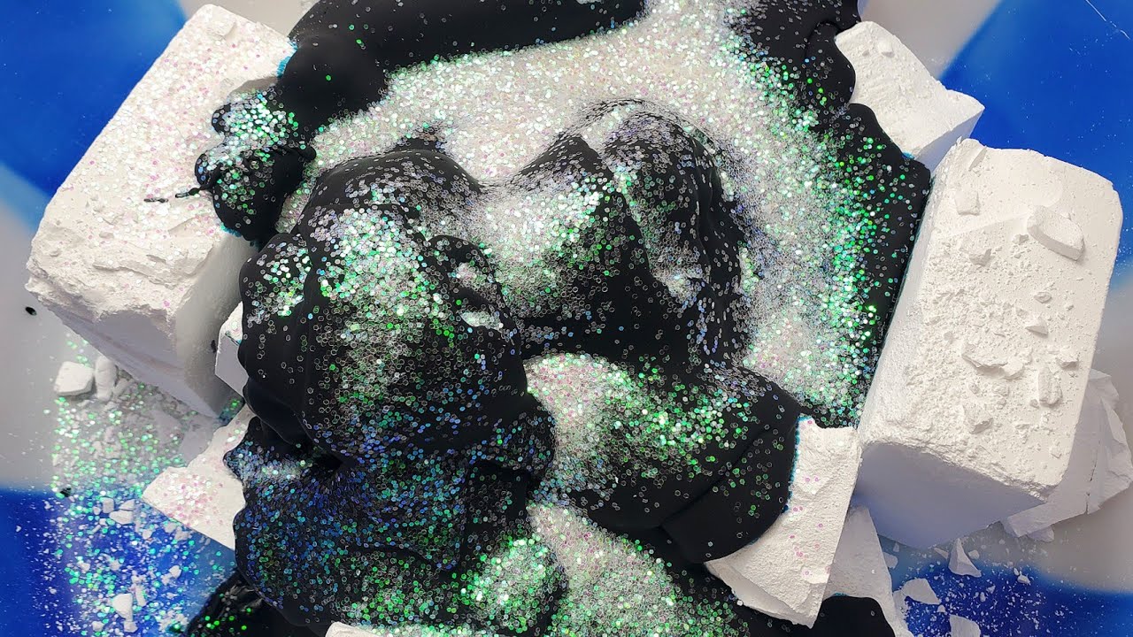 BSN + BLACK CORNSTARCH PASTE + GLITTER GYM CHALK CRUMBLE-ASMR
