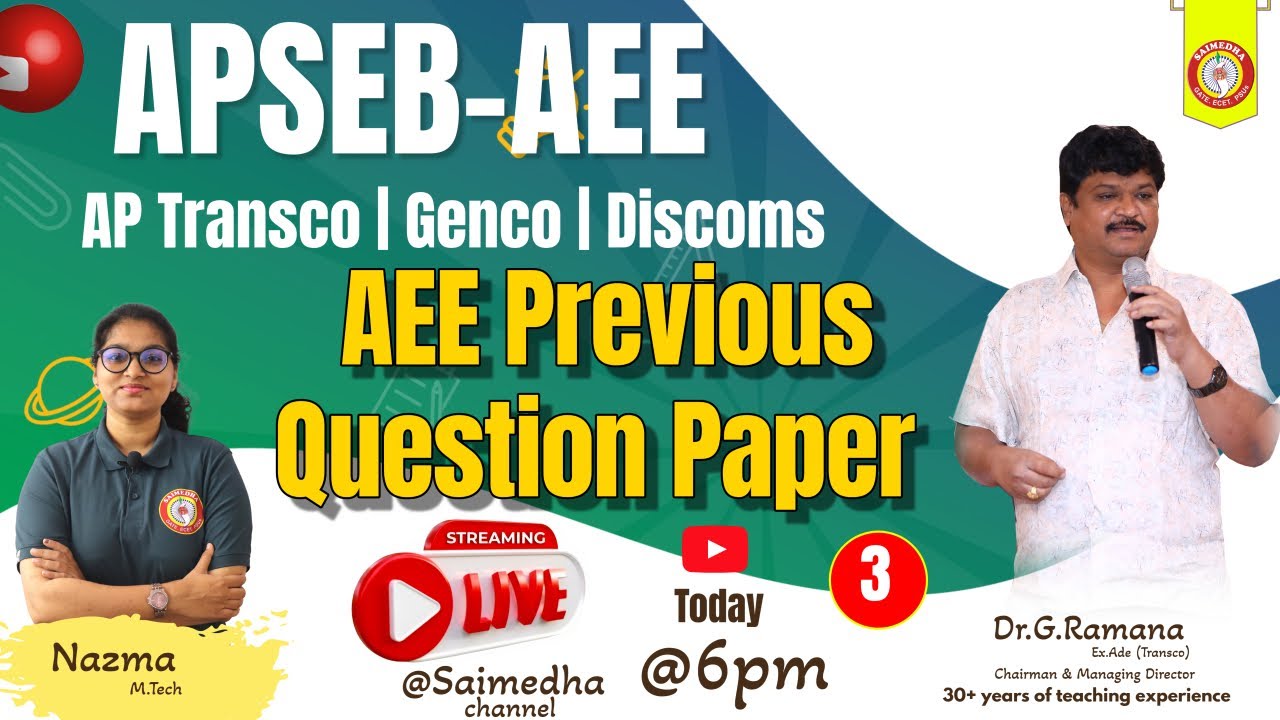 GENCO - TRANSCO - DISCOMs | AE/AEE - Electrical | Previous Questions Part_3 #genco #transco saimedha