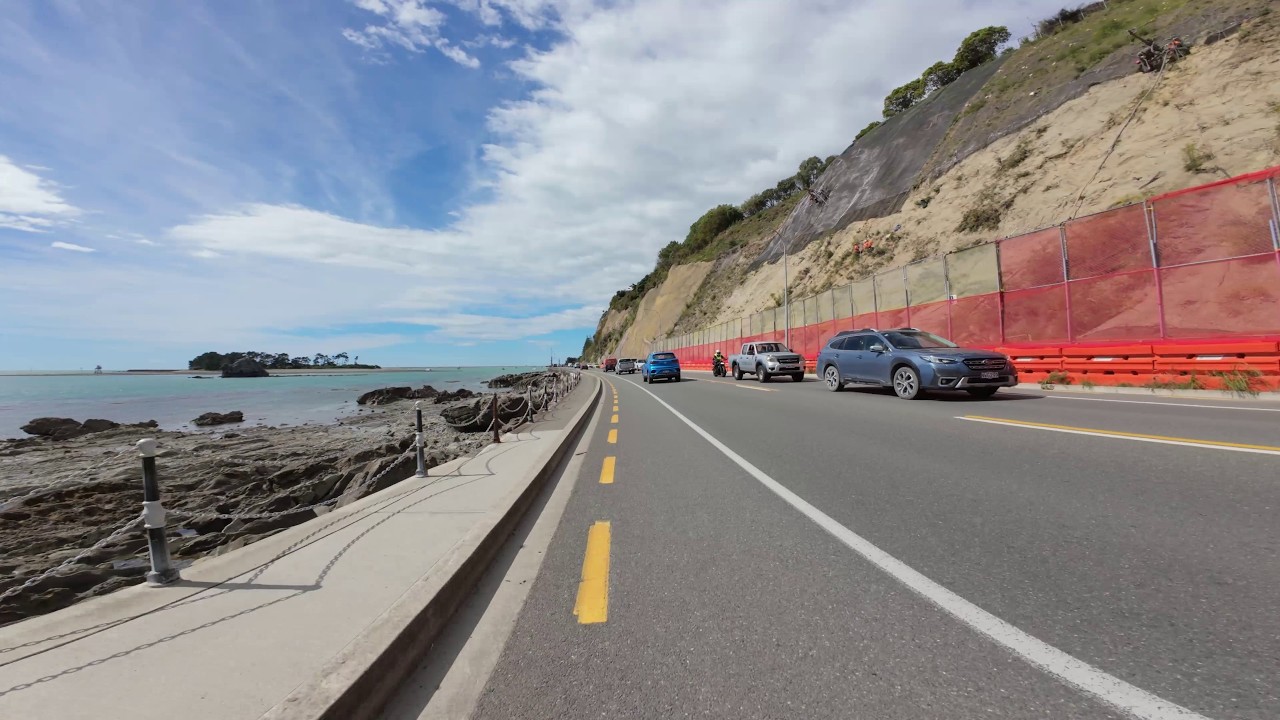 Ride : Chicken Run Tahunanui along Rocks Road and into Town 4K video