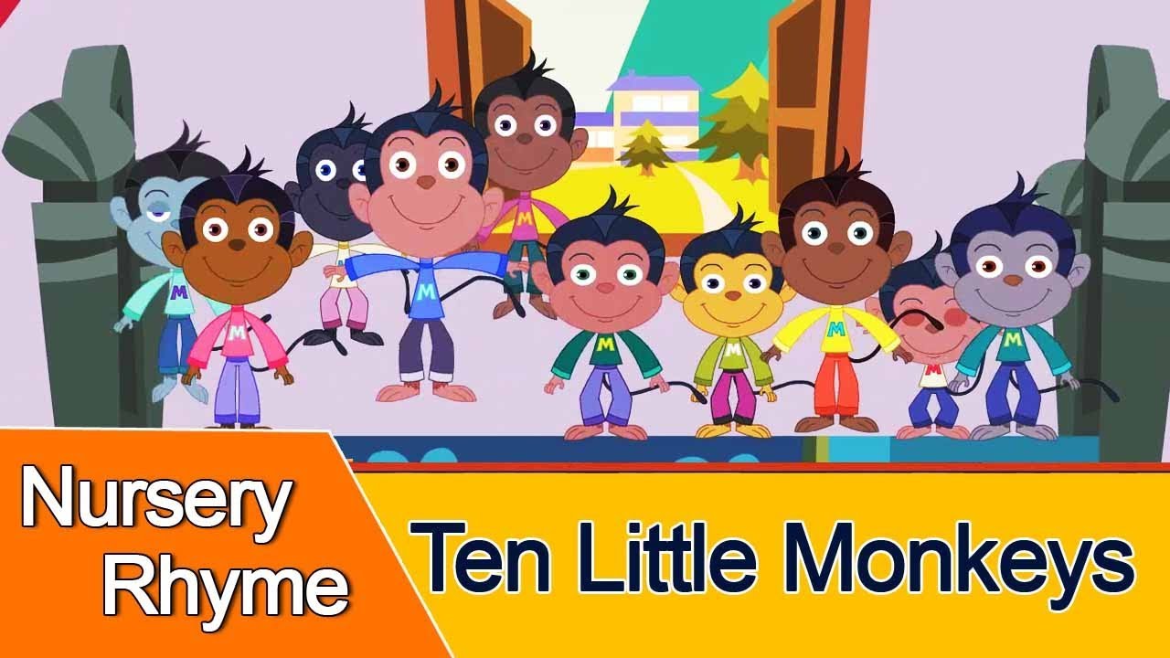 Ten Little Monkeys Jumping On The Bed - Children Nursery Rhyme