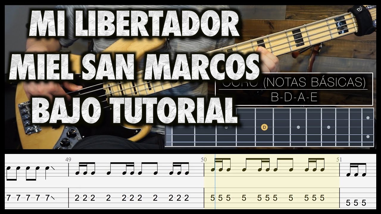 Mi Libertador || Miel San Marcos || Bajo Cover Tutorial Con Notas & Tabs [HD]